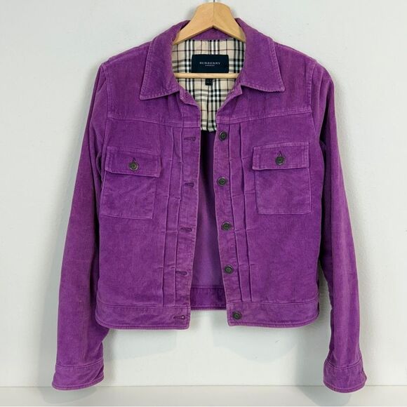 Burberry Purple Corduroy Jacket 6 *small hole - Picture 1 of 12